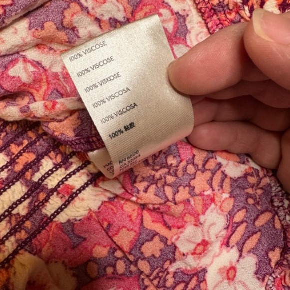 Free People Women's Small Cropped Top Blouse Ruffle Collar Floral 100% Viscose - Picture 4 of 7